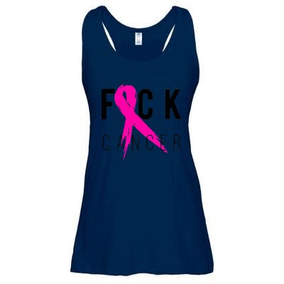 Fuck Cancer Breast Cancer Awareness Retro Distressed Ladies Essential Flowy Tank