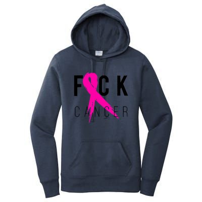 Fuck Cancer Breast Cancer Awareness Retro Distressed Women's Pullover Hoodie