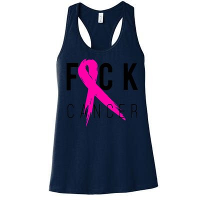 Fuck Cancer Breast Cancer Awareness Retro Distressed Women's Racerback Tank