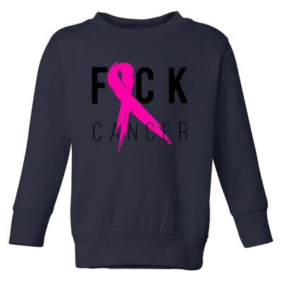 Fuck Cancer Breast Cancer Awareness Retro Distressed Toddler Sweatshirt