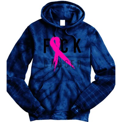 Fuck Cancer Breast Cancer Awareness Retro Distressed Tie Dye Hoodie