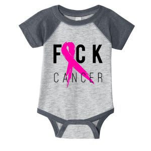 Fuck Cancer Breast Cancer Awareness Retro Distressed Infant Baby Jersey Bodysuit