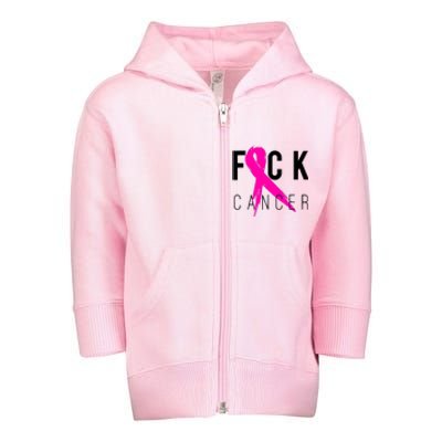 Fuck Cancer Breast Cancer Awareness Retro Distressed Toddler Zip Fleece Hoodie