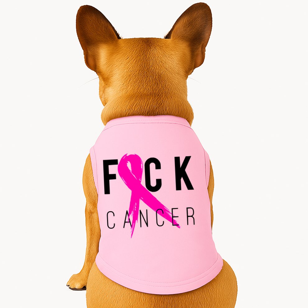 Fuck Cancer Breast Cancer Awareness Retro Distressed Doggie Tank