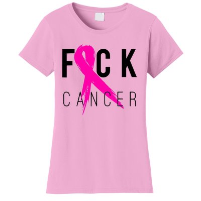 Fuck Cancer Breast Cancer Awareness Retro Distressed Women's T-Shirt