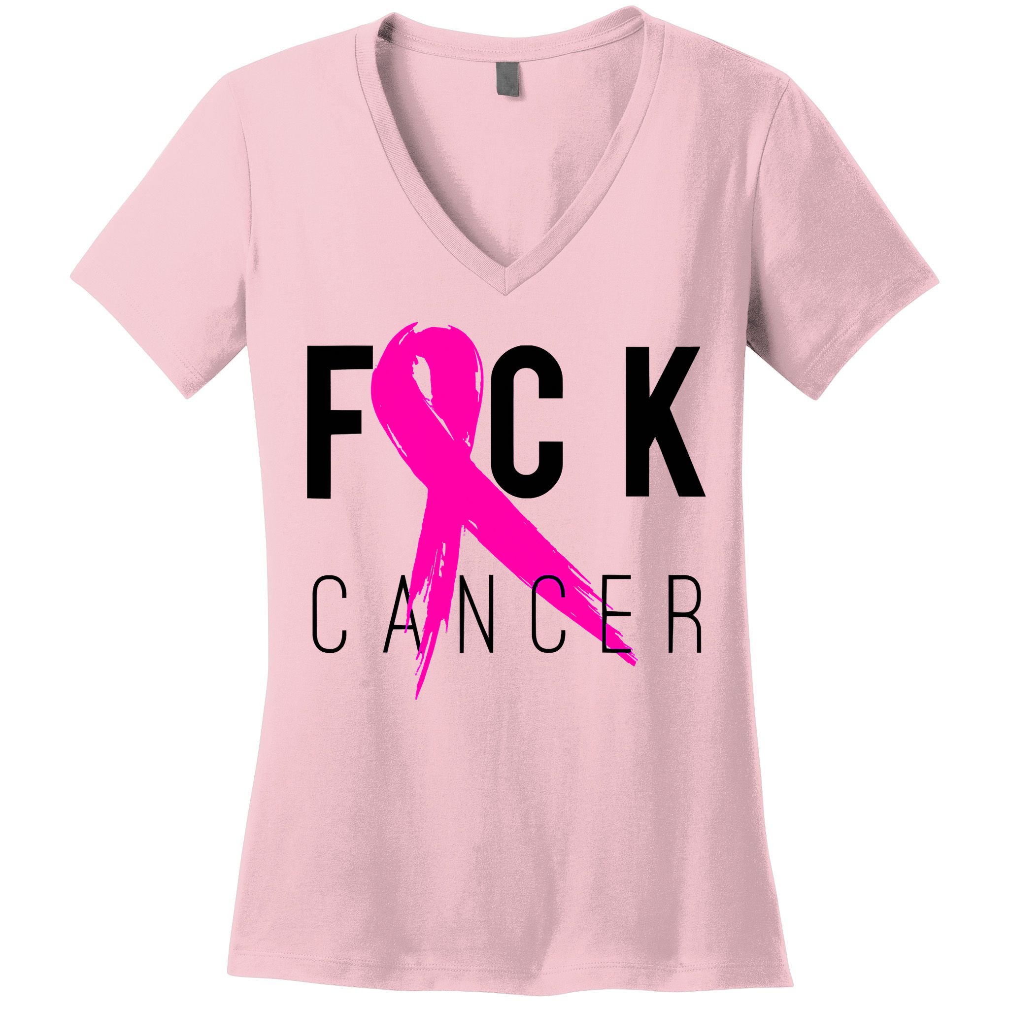 Fuck Cancer Breast Cancer Awareness Retro Distressed Women's V-Neck T-Shirt