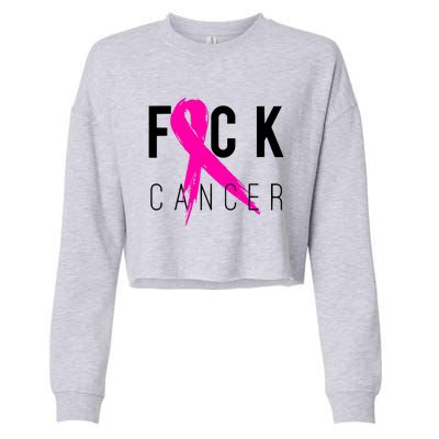 Fuck Cancer Breast Cancer Awareness Retro Distressed Cropped Pullover Crew