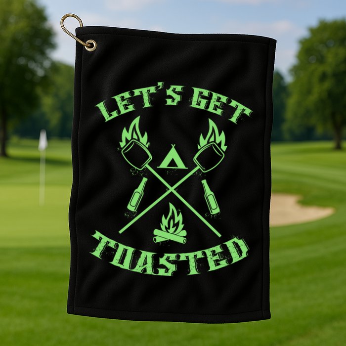 Funny Camping Beer Er Camper Lets Get Toasted Great Gift Golf Towel