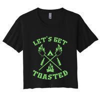 Funny Camping Beer Er Camper Lets Get Toasted Great Gift Women's Crop Top Tee