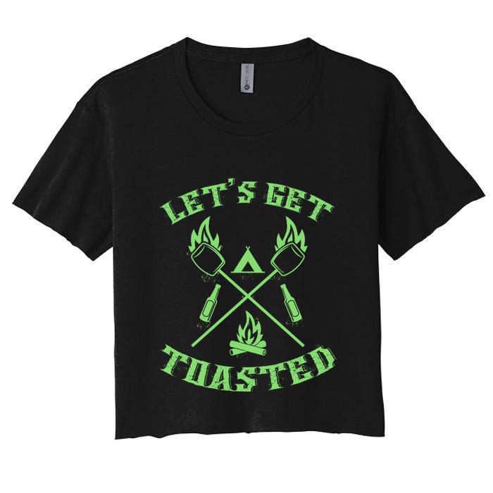 Funny Camping Beer Er Camper Lets Get Toasted Great Gift Women's Crop Top Tee