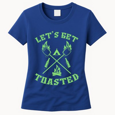 Funny Camping Beer Er Camper Lets Get Toasted Great Gift Womens T-Shirt