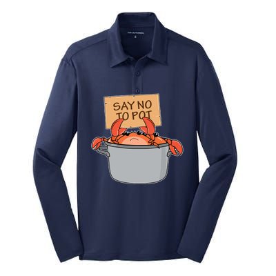 Funny Crab Boil Gift Seafood Say No To Pot Silk Touch Performance Long Sleeve Polo