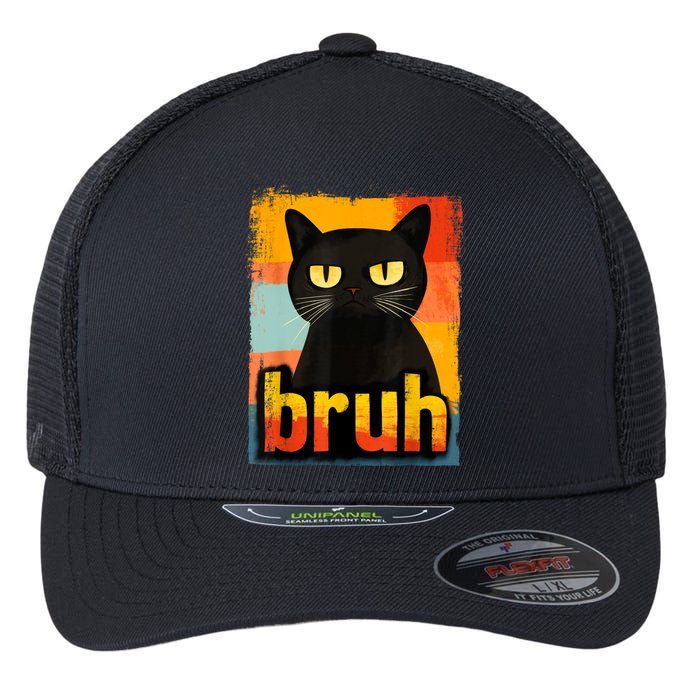 Funny Cat Bruh For Teens Meme Graphic Flexfit Unipanel Trucker Cap