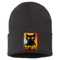 Funny Cat Bruh For Teens Meme Graphic Sustainable Knit Beanie