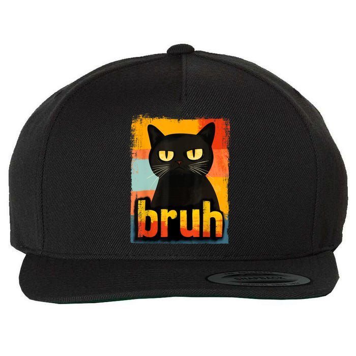 Funny Cat Bruh For Teens Meme Graphic Wool Snapback Cap