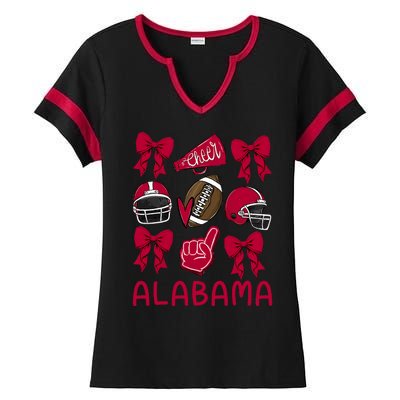 Football Coquette Bow Alabama Ladies Halftime Notch Neck Tee