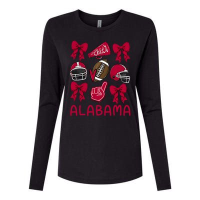 Football Coquette Bow Alabama Womens Cotton Relaxed Long Sleeve T-Shirt