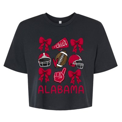 Football Coquette Bow Alabama Bella+Canvas Jersey Crop Tee