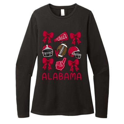 Football Coquette Bow Alabama Womens CVC Long Sleeve Shirt