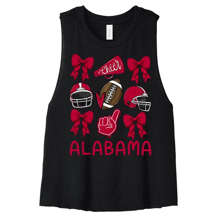 Football Coquette Bow Alabama Women's Racerback Cropped Tank