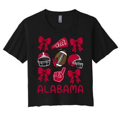 Football Coquette Bow Alabama Women's Crop Top Tee