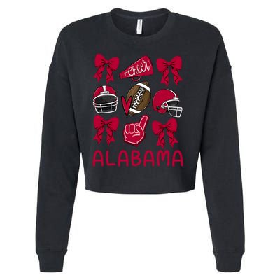 Football Coquette Bow Alabama Cropped Pullover Crew