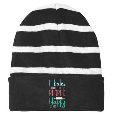 Funny Cookie Baking Love Baker Lover Best Baking Striped Beanie with Solid Band