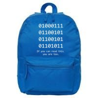 Funny Computer Binary Code Programmer Developer Geek Gift 16 in Basic Backpack