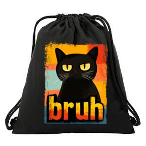 Funny Cat Bruh Meme Graphic Drawstring Bag