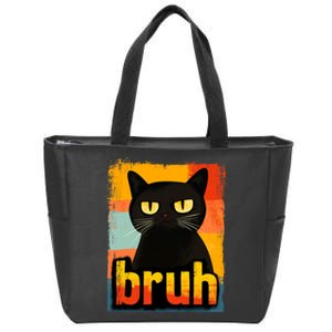 Funny Cat Bruh Meme Graphic Zip Tote Bag