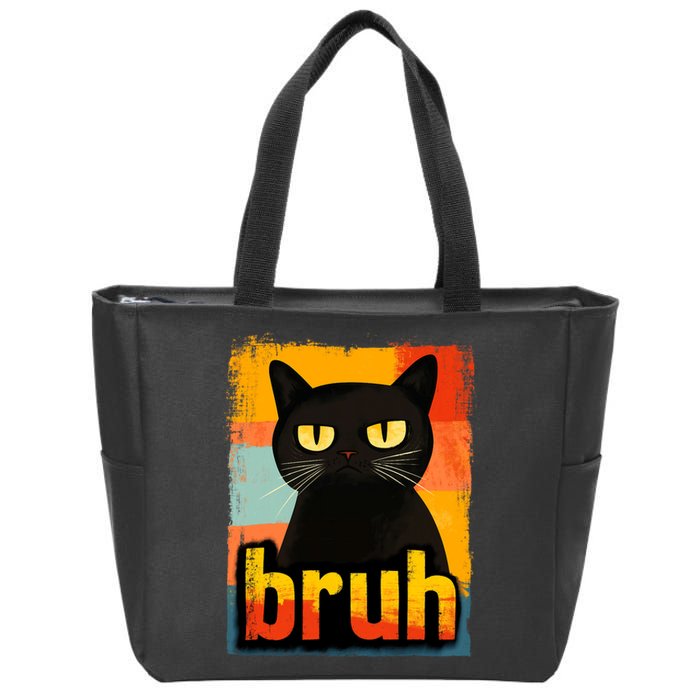 Funny Cat Bruh Meme Graphic Zip Tote Bag