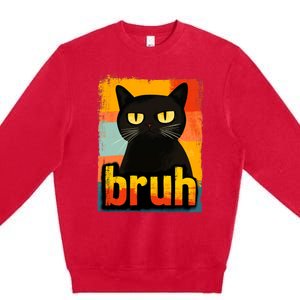 Funny Cat Bruh Meme Graphic Premium Crewneck Sweatshirt