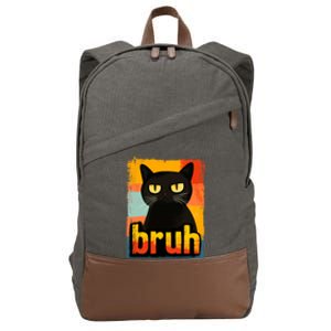 Funny Cat Bruh Meme Graphic Cotton Canvas Backpack