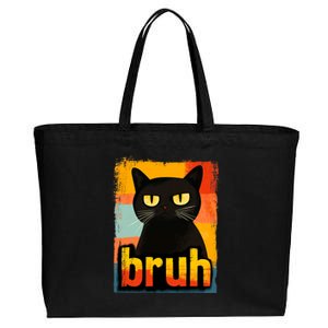 Funny Cat Bruh Meme Graphic Cotton Canvas Jumbo Tote