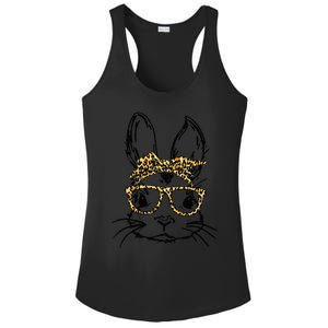 Funny Cute Bunny Wearing Glasses Leopard Easter Day Ladies PosiCharge Competitor Racerback Tank