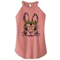 Funny Cute Bunny Wearing Glasses Leopard Easter Day Women's Perfect Tri Rocker Tank