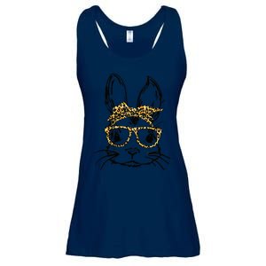 Funny Cute Bunny Wearing Glasses Leopard Easter Day Ladies Essential Flowy Tank