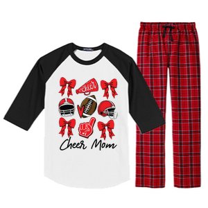 Football Coquette Bow Cheer Mom Red Raglan Sleeve Pajama Set