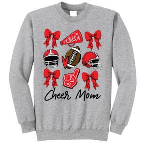 Football Coquette Bow Cheer Mom Red Tall Sweatshirt