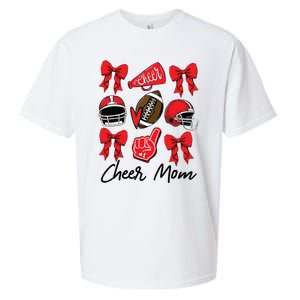 Football Coquette Bow Cheer Mom Red Sueded Cloud Jersey T-Shirt