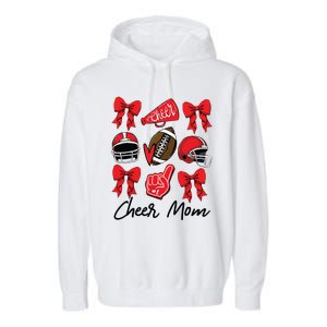 Football Coquette Bow Cheer Mom Red Garment-Dyed Fleece Hoodie