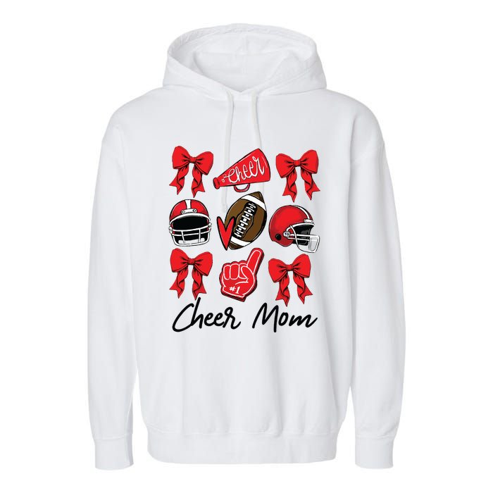 Football Coquette Bow Cheer Mom Red Garment-Dyed Fleece Hoodie