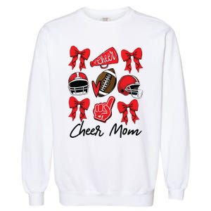 Football Coquette Bow Cheer Mom Red Garment-Dyed Sweatshirt