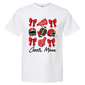 Football Coquette Bow Cheer Mom Red Garment-Dyed Heavyweight T-Shirt