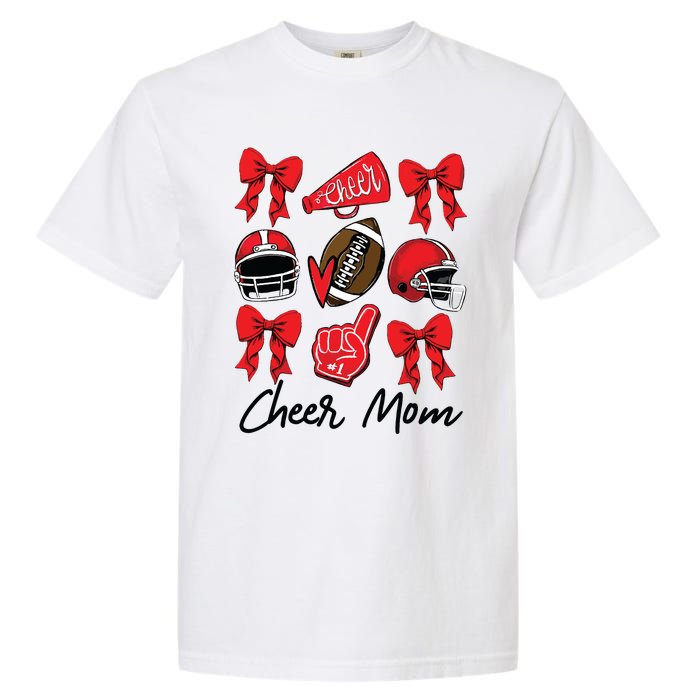 Football Coquette Bow Cheer Mom Red Garment-Dyed Heavyweight T-Shirt