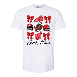 Football Coquette Bow Cheer Mom Red Softstyle CVC T-Shirt