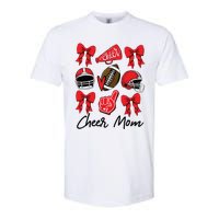 Football Coquette Bow Cheer Mom Red Softstyle CVC T-Shirt