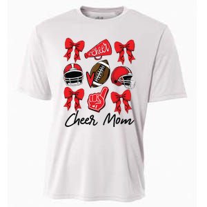 Football Coquette Bow Cheer Mom Red Cooling Performance Crew T-Shirt