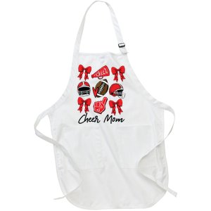 Football Coquette Bow Cheer Mom Red Full-Length Apron With Pockets