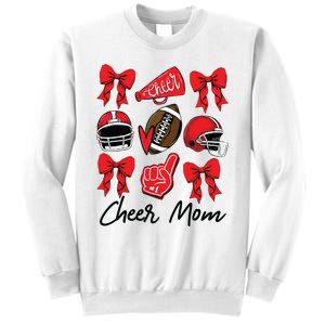 Football Coquette Bow Cheer Mom Red Sweatshirt